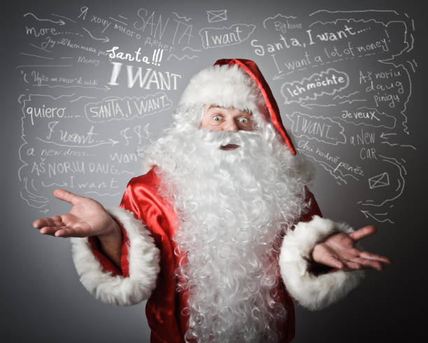 istock Santa Claus and many wishes. 654385988