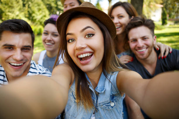 istock Friends taking a selfie outdoors 654392260