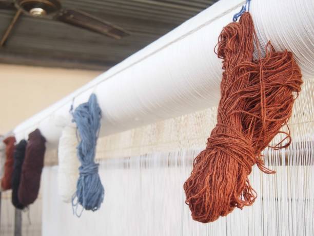 istock Skeins of Yarn on Loom 654392436