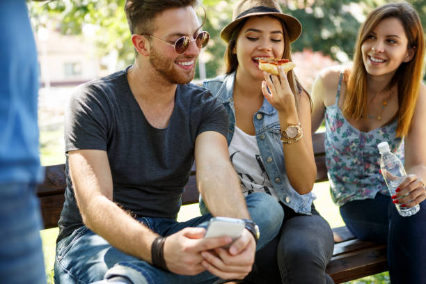 istock Hipster friends having fun outdoor 654394948