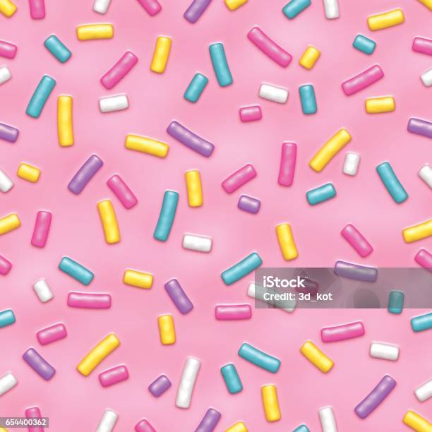 Ilustración de Esmalte De Donut Rosa Con Patrones Sin Fisuras De Chispitas y más Vectores Libres de Derechos de Virutas de colores