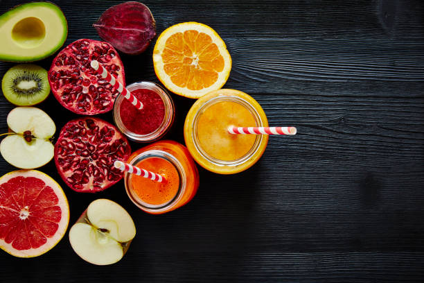 sliced ingredients and freshly pressed juiced and smoothies organic lifestyle