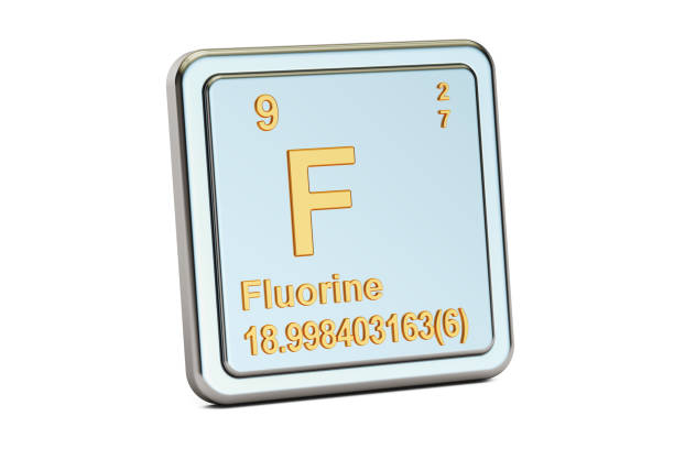 Fluorine F, chemical element sign. 3D rendering isolated on white background vector art illustration