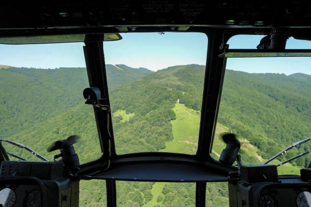 istock beautiful forest aerial view from helicopter pilot POV 654407794