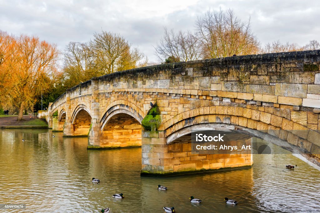 Abbey Park Bridge - Leicester, England Beautiful Abbey Park Bridge. Leicester Stock Photo