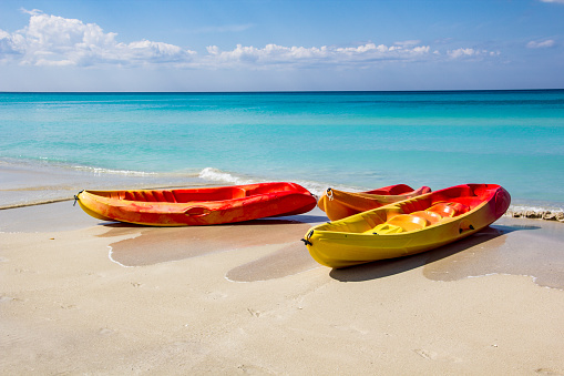 Sea kayaking, canoe, on a tourist resort in Varadero, Cuba