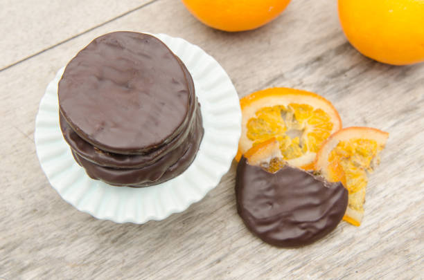 istock Candied orange slices covered with chocolate 654427482