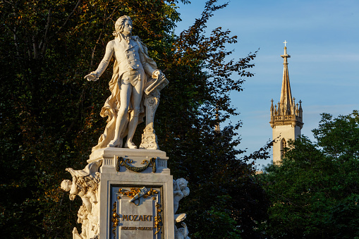 Statue of Franz Schubert in Vienna, Austria. The statue was made in 1872.