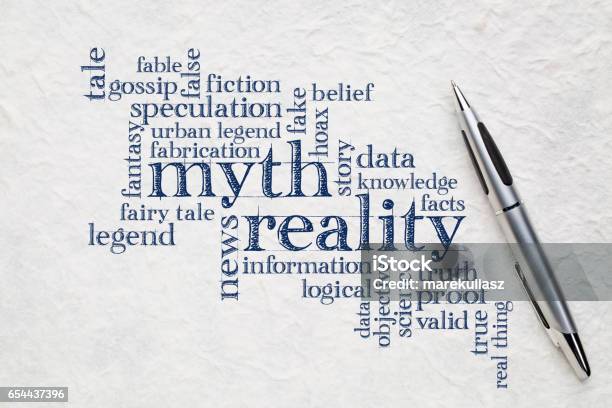 Myth And Reality Word Cloud Stock Photo - Download Image Now - Honesty, Science, Word Cloud