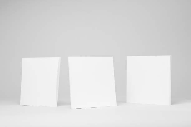 istock Real paperback white books on a gray background 654443768