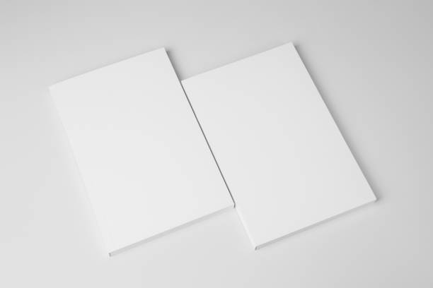 istock Real paperback white books on a gray background 654443858