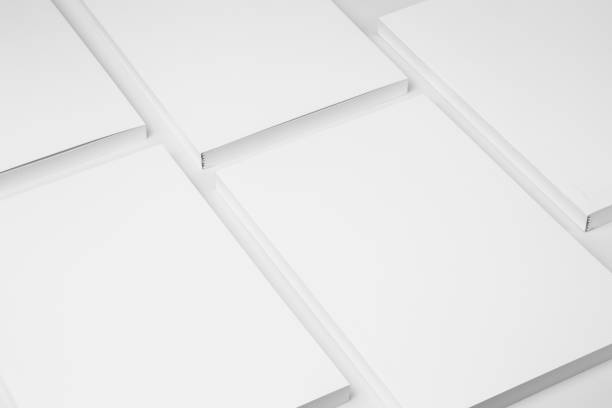 istock Real paperback white books on a gray background 654446050
