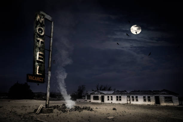 Abandoned Motel in the Desert An abandoned Motel sits in the desert along Route 66. motel stock pictures, royalty-free photos & images