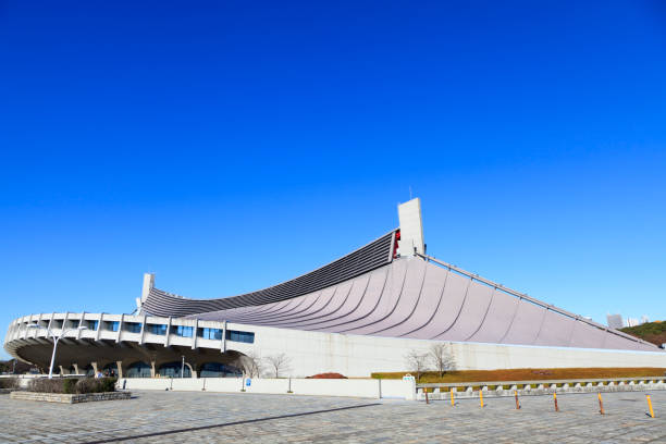 Yoyogi National Gymnasium Shibuya, Tokyo, Japan: December 16, 2016: Yoyogi National Gymnasium is an arena located in Yoyogi Park, Tokyo, Japan which is famous for its suspension roof design. olympic city stock pictures, royalty-free photos & images