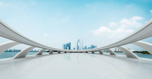 istock empty brick floor and cityscape of modern city 654456584