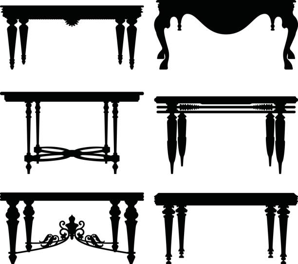 illustrations, cliparts, dessins animés et icônes de design de table classique ancien antique silhouette vecteur - side table table antique classic