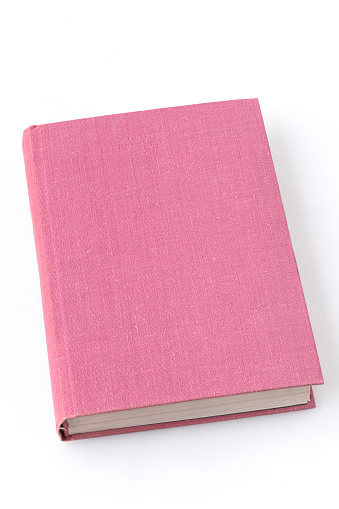 blank pink hardcover book isolated on white background