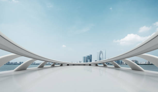 istock empty brick floor and cityscape of modern city 654492122