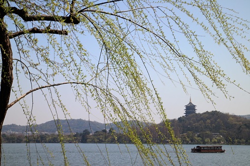 View of West Lake and Leifeng Pagoda, Hangzhou, China.