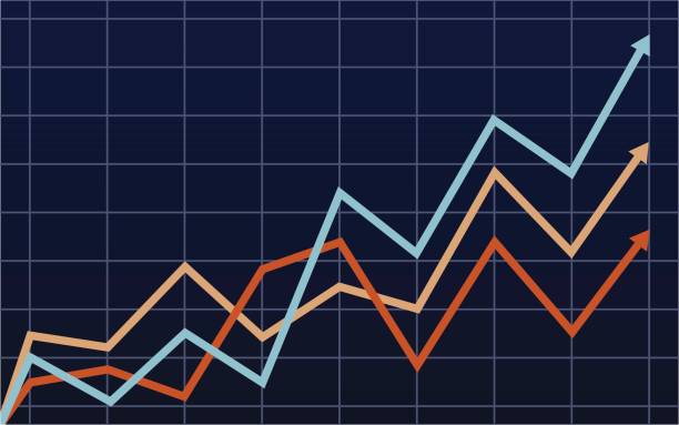 illustrazioni stock, clip art, cartoni animati e icone di tendenza di grafico finanziario astratto con grafico a linee in rialzo in borsa - graph arrow sign chart single line