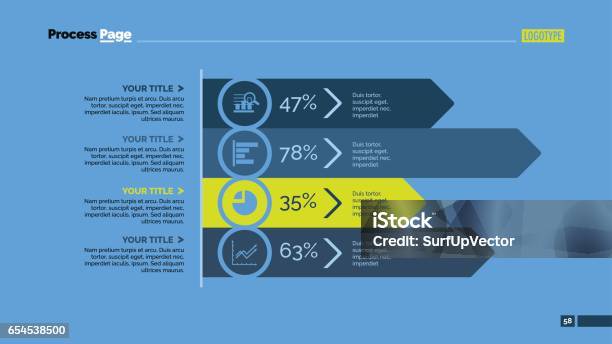 Modèle De Diapositive Analyse Quatre Flèches Vecteurs libres de droits et plus d'images vectorielles de Graphisme d'information - Graphisme d'information, Diagramme en bâtons, Signe pourcentage