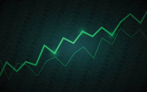 istock uptrend line graph and numbers in stock market 654540010