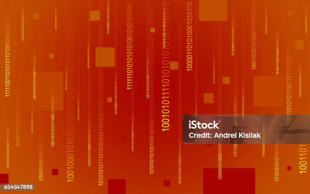 Binary Code Falling On Red Stock Illustration - Download Image Now ...