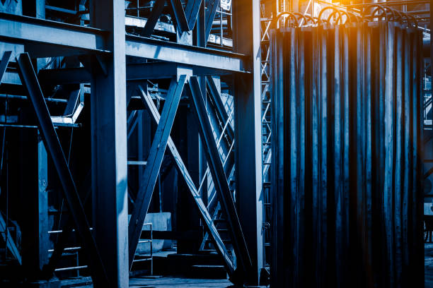 istock steel pipelines and cables in a plant 654555852