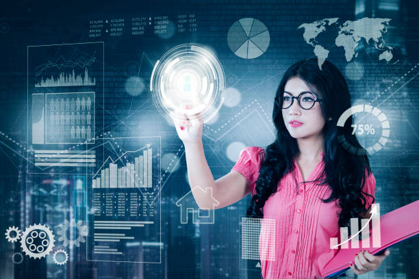 istock Female worker with documents and financial business 654556278