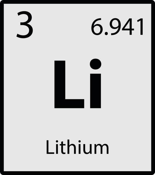 흰색 배경 벡터에 리튬 주기율표 요소 회색 아이콘 - atom nuclear energy physics science stock illustrations