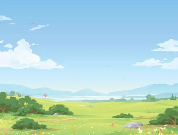 Vector illustration of Beautiful Summer Landscape