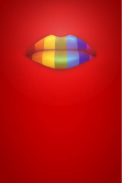 illustrazioni stock, clip art, cartoni animati e icone di tendenza di labbra color arcobaleno - homosexual human lips lesbian rainbow