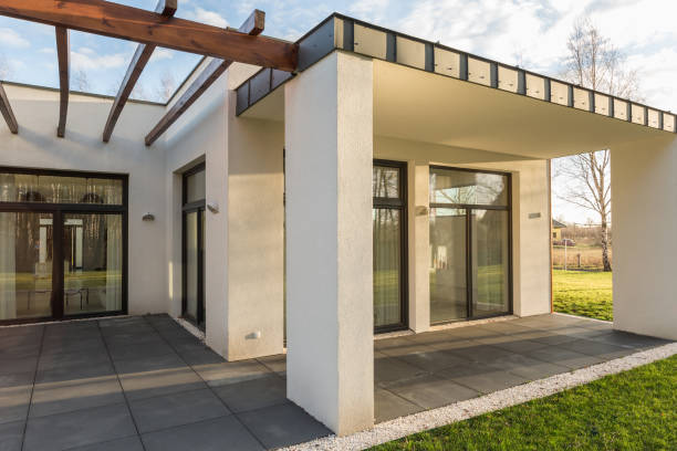istock House terrace with pergola and garden 654566680