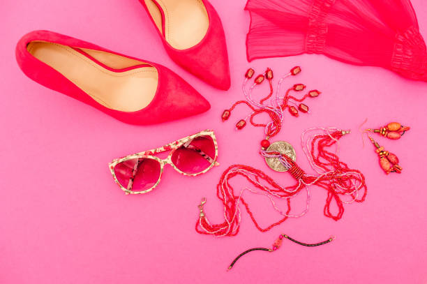 istock Vibrant Pink Personal Accessory On Pink Background 654567880