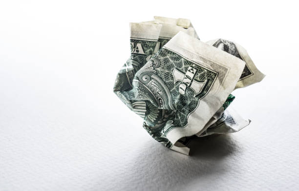 istock Bill dollar crumpled.financial depreciated. 654570936
