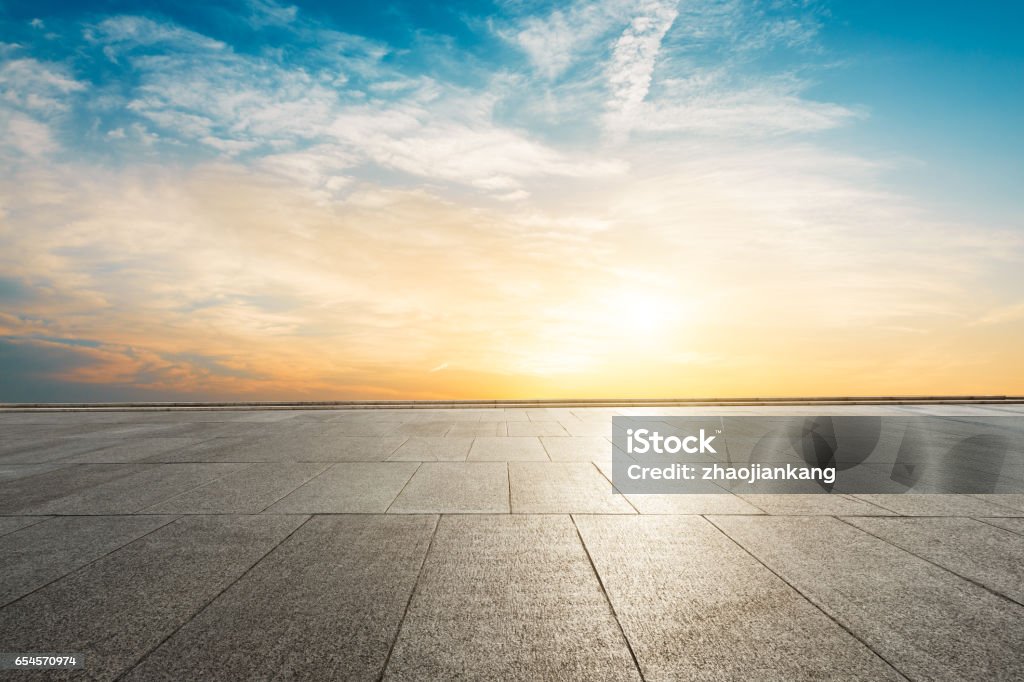 Square floor and sky at sunset empty square and sky at sunset Sky Stock Photo