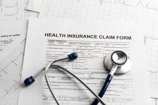 istock Health insurance form with stethoscope concept for life planning 654573870