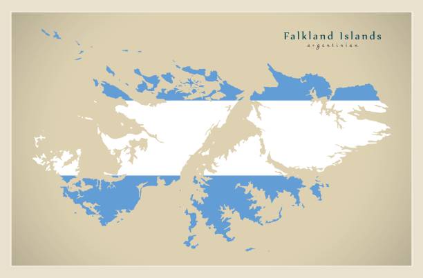 現代の地図 - アルゼンチンとフォークランド諸島フラグ fk - falkland islands点のイラスト素材／クリップアート素材／マンガ素材／アイコン素材