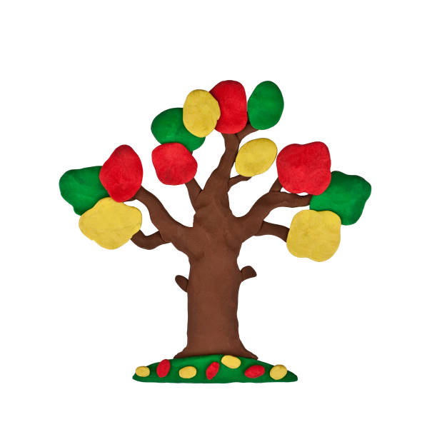istock Plasticine autumn tree isolated on white background 654600684