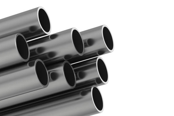 istock Metal pipe. 3d rendering illustration isolated on white background 654600714