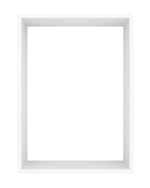 white blank shelf front view. 3d rendering - shelf bookshelf empty box imagens e fotografias de stock