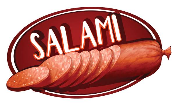 projekt etykiety z salami - take out food white background isolated on white american cuisine stock illustrations