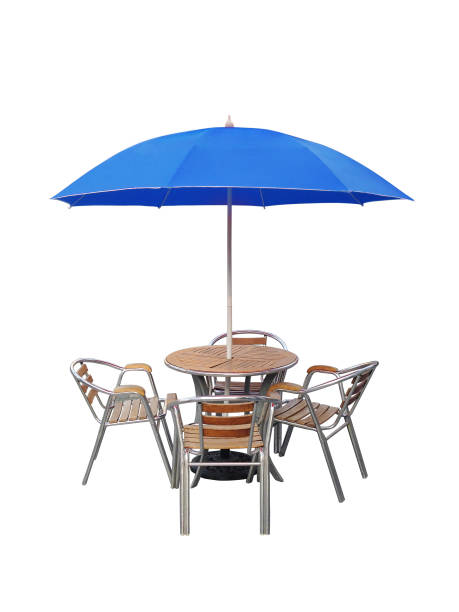 istock caffe table chair parasol,isolated on white background 654607670