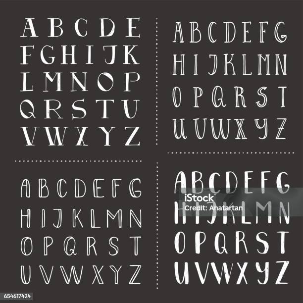 More Letters Set Of Hand Drawn Fonts Script Letters For Design Vector Isolated Stock ...