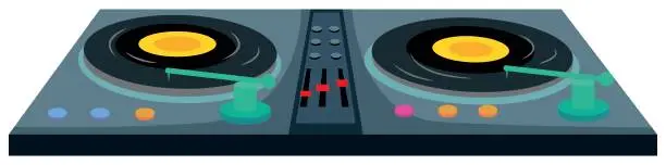 Vector illustration of Disc jockey machine with two music disks