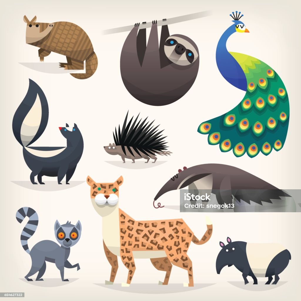 Wild Animals From Savannah Desserts And Woods Stock Illustration - Download  Image Now - Peacock, Animal, Illustration - iStock