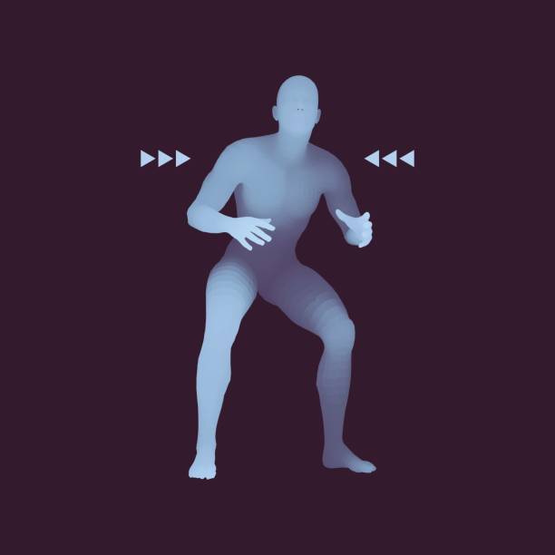 istock Fighter. Sports concept. 3D Model of Man. Human Body. 654631190