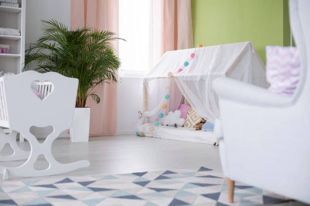 istock Crib and playhouse with canopy 654636412