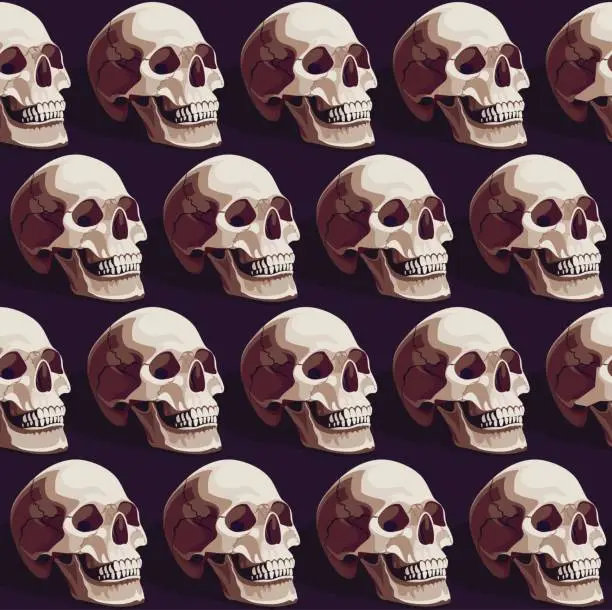 Vector illustration of Seamless Halloween Pattern with Skulls