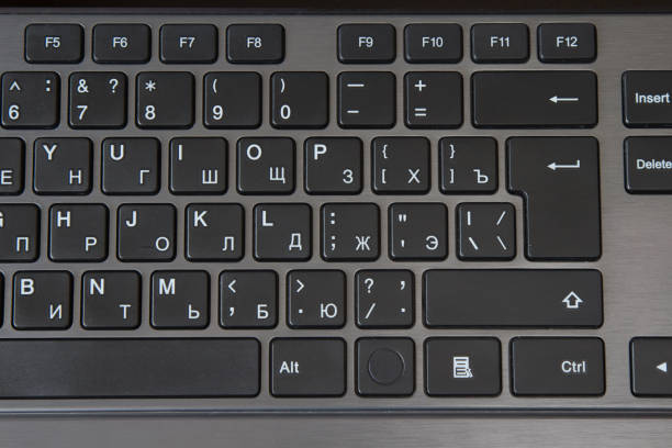 istock Keyboard of laptop close up. Technology or education concept 654647758